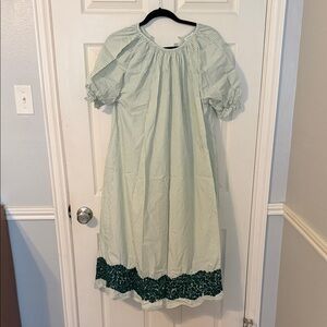Green Striped lake pajamas x mi golondrina collaboration Dress embroidered Trim